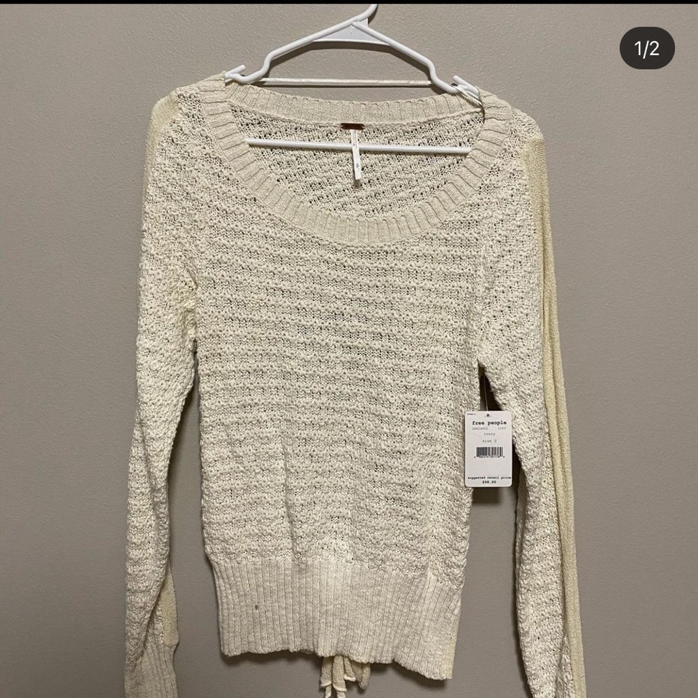 Open tie back free people sweater